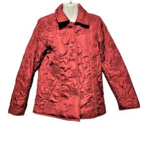 Womens Red Coat Winter Jacket Long Sleeve Red Outerwear- Size S
